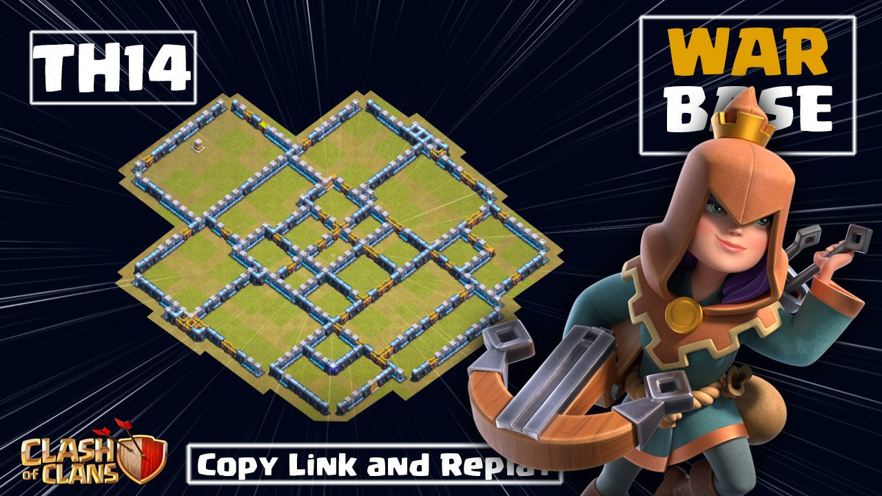 NEW BASE TH14 Cùi Bắp THỦ 8 Lượt 1 WAR 50 vs 50 Clash of clans